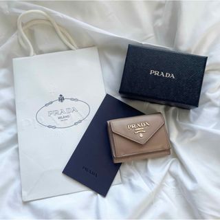 プラダ(PRADA)の【かゆ様専用】PRADA ミニウォレット　ピンクベージュ(財布)