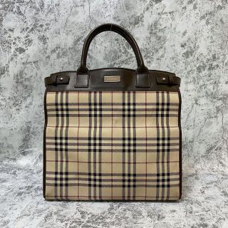 バーバリー(BURBERRY)のバーバリートートバッグ ハンドバッグ ノバチェック レザー キャンバス(トートバッグ)