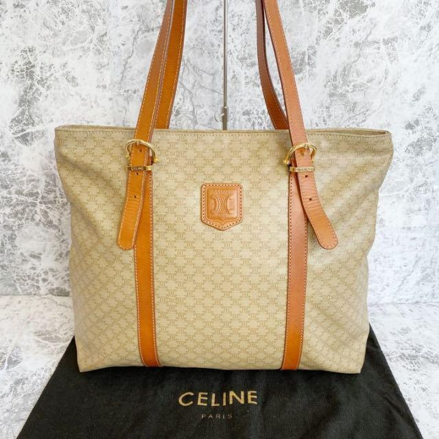 極美品 CELINE セリーヌ マカダム トリオンフ レザー トートバッグMC96サイズ