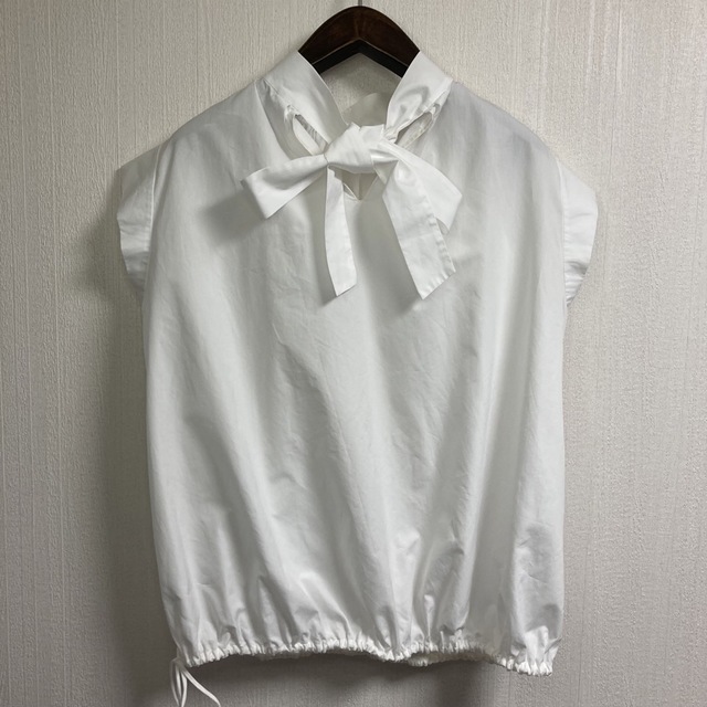 【美品】ドゥロワー バックリボン フレンチスリーブブラウス