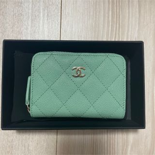 【美品☆】CHANEL フラップ 長財布 カメリア / エメラルドxゴールド