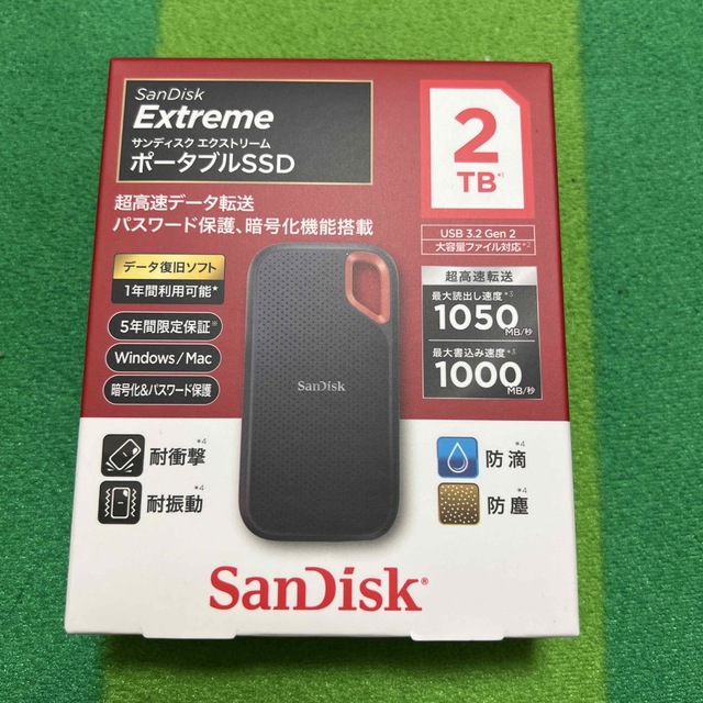 PCタブレットSanDisk エクストリーム ポータブルSSD 2TB SDSSDE61-2T