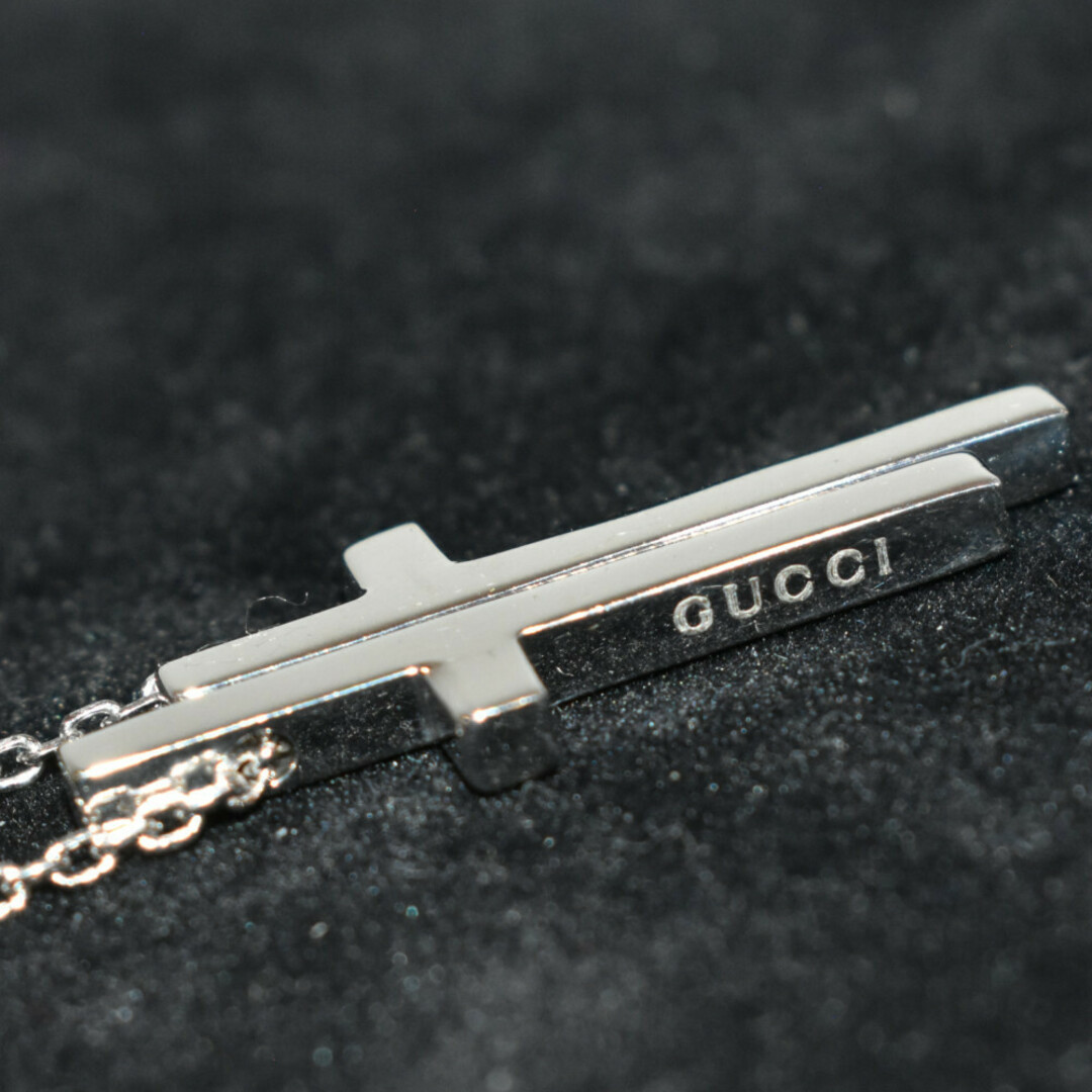 Gucci(グッチ)の【箱あり】GUCCI　セパレートクロスネックレス　K18　750　WG　ホワイトゴールド　ネックレス　ペンダント　アクセサリー　ブランドジュエリー　レディース　メンズ　ユニセックス　シンプル　ギフト　プレゼント包装可　【中古】　松山久万ノ台店 レディースのアクセサリー(ネックレス)の商品写真