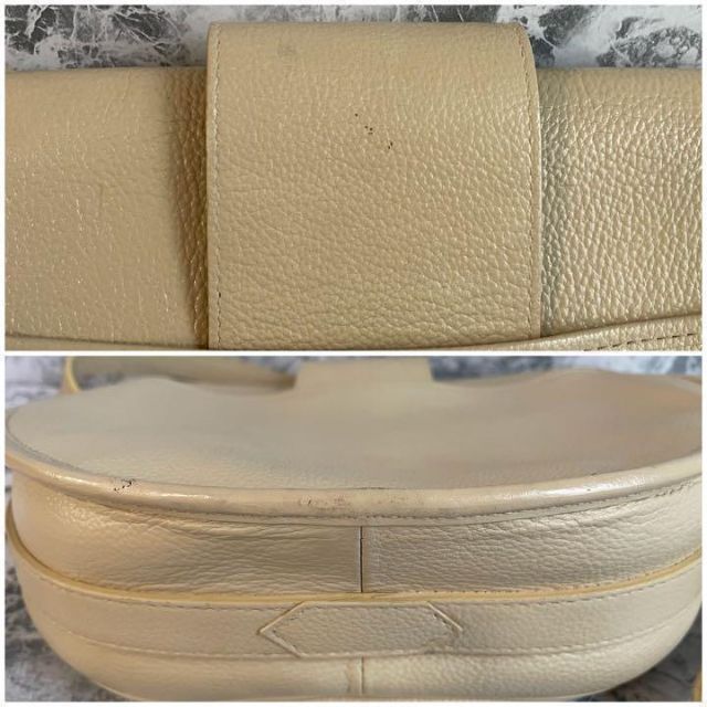 サンローラン ショルダーバッグ レザー ホワイト ゴールド金具