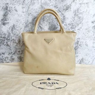 プラダ(PRADA)のPRADA プラダ ハンドバッグ 三角ロゴ レザー ミニ ベージュ(トートバッグ)