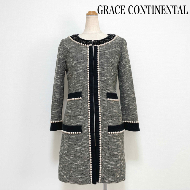 GRACE CONTINENTAL ビジューツイードジャケット 上品 美スタイル