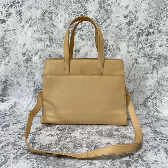 ロエベ　LOEWE アナグラムトートバッグ✨ショルダーバッグ　ホワイト/ベージュ