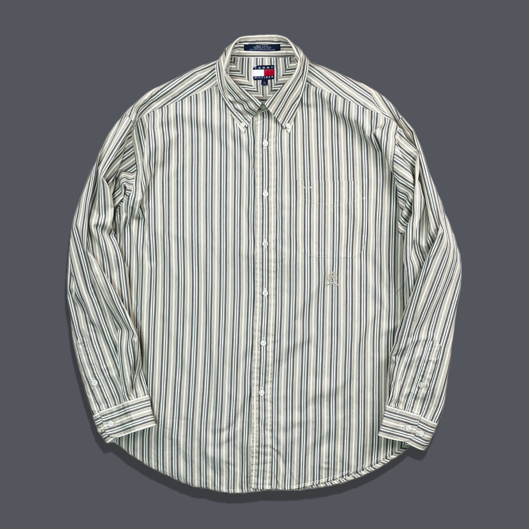 TOMMY HILFIGER(トミーヒルフィガー)の90s トミーヒルフィガー ヴィンテージマルチストライプボタンダウンシャツ メンズのトップス(シャツ)の商品写真