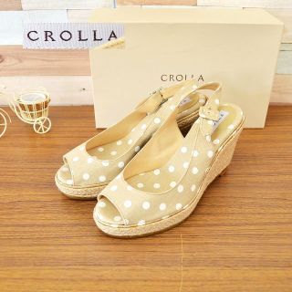 クローラ(CROLLA)の【CROLLA】 美品 クローラ ブラウン水玉柄 サンダル 箱付き サイズM(サンダル)