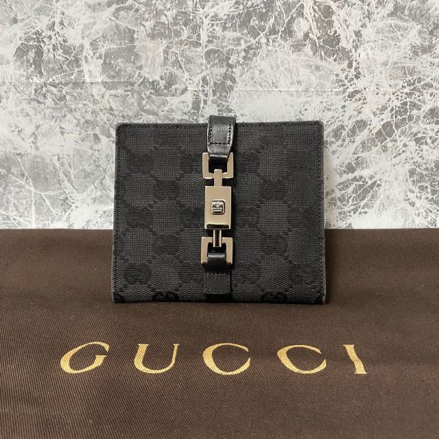 安い売品 GUCCI グッチ GGキャンバス 二つ折り財布 ジャッキー金具