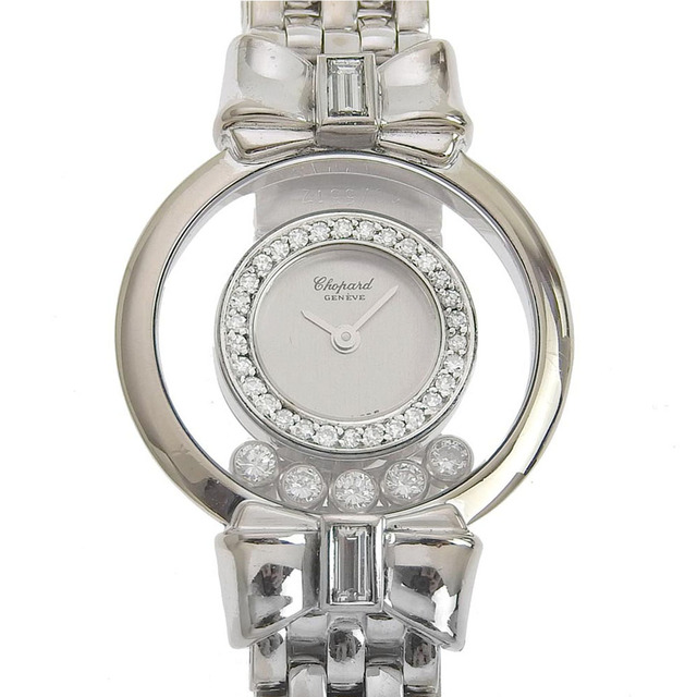 【Chopard】ショパール ハッピーダイヤモンド リボン 5Pダイヤ 20/5512 WG×ダイヤモンド クオーツ アナログ表示 レディース シルバー文字盤 腕時計