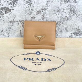 PRADA - 美品 PRADA プラダ 三つ折り財布 財布 レザー ベージュの通販