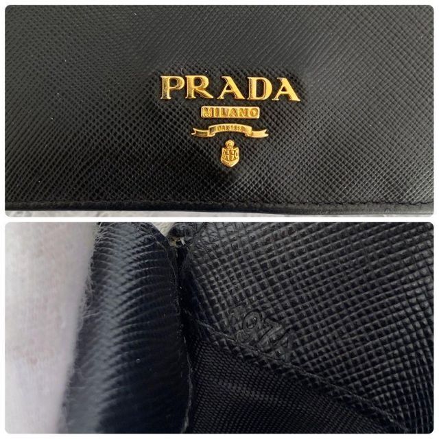 PRADA(プラダ)のPRADA プラダ 二つ折り財布 財布 ブラック サフィアーノ レザー レディースのファッション小物(財布)の商品写真