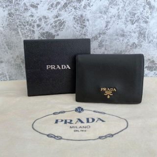 プラダ(PRADA)のPRADA プラダ 二つ折り財布 財布 ブラック サフィアーノ レザー(財布)