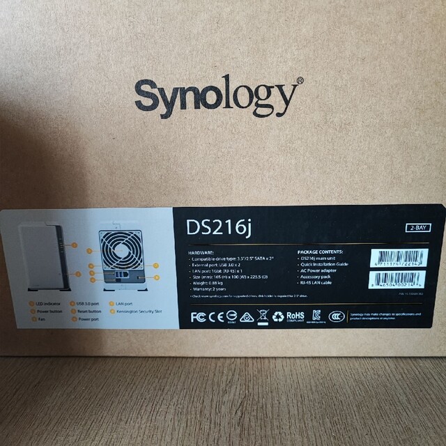 4TBHDD付 Synology DiskStation DS216j