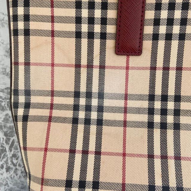 バーバリー Burberry トートバッグ ノバチェック レザー キャンバス