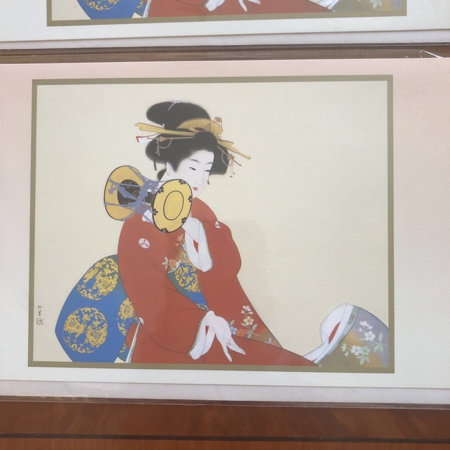 グリーティングカード　浮世絵　美人画　上村松園　2枚セット ハンドメイドの文具/ステーショナリー(カード/レター/ラッピング)の商品写真