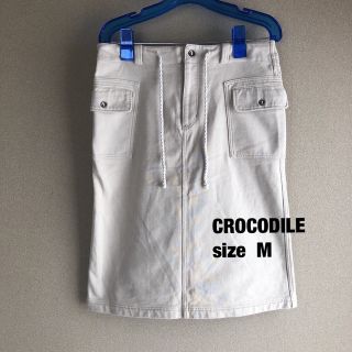 クロコダイル(Crocodile)のCROCODILE  膝丈スカート　M ベージュ　ナチュラル　春　夏(ひざ丈スカート)