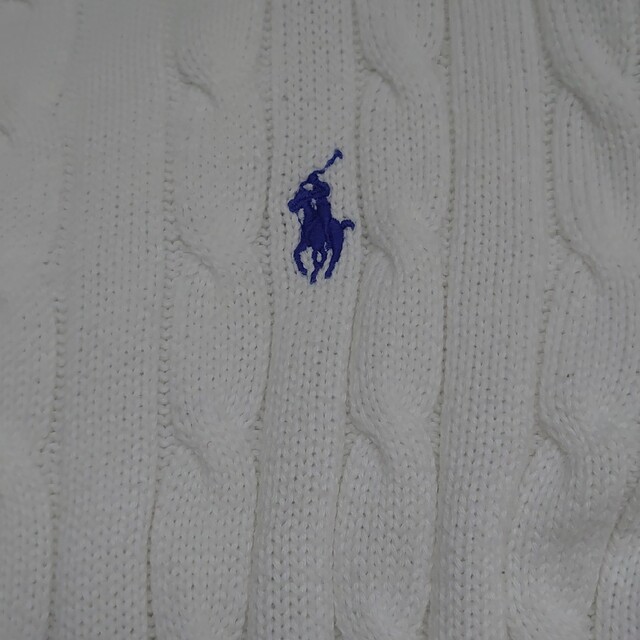 POLO RALPH LAUREN(ポロラルフローレン)の少々難あり　白コットンニット レディースのトップス(ニット/セーター)の商品写真