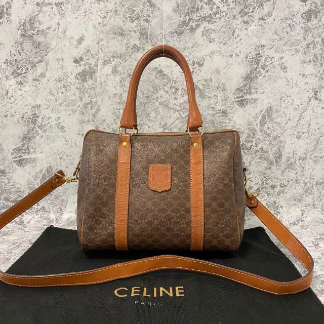 【良品】CELINE　セリーヌ　ボストンバッグ　マカダム柄　PVC