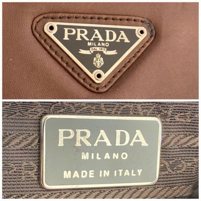 PRADA プラダ ハンドバッグ 三角ロゴ レザー ミニ ブラウン 6