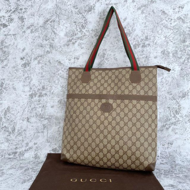 グッチ GUCCI オールドグッチ シェリーライン トートバッグ ブラウン