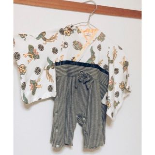 【美品】5月の節句★珍しいデザイン★靴下付き★2点セット★袴ロンパース★お宮参り(和服/着物)