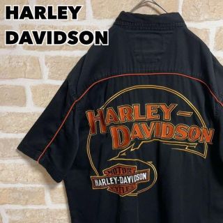 ハーレーダビッドソン(Harley Davidson)のHARLEY DAVIDSON ハーレーダビッドソン シャツ 半袖 黒 刺繍ロゴ(シャツ)