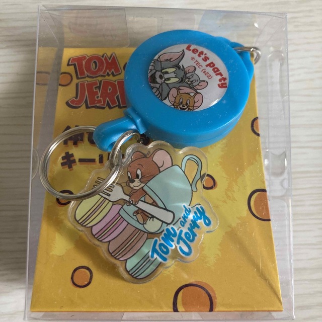 PEANUTS(ピーナッツ)のトムとジェリー リールキーチェーン 水色 エンタメ/ホビーのおもちゃ/ぬいぐるみ(キャラクターグッズ)の商品写真