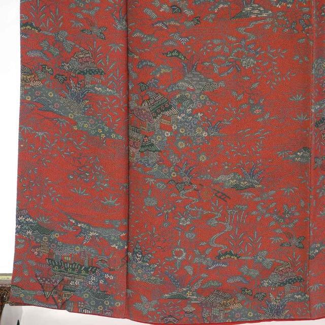 小紋 身丈163cm 裄64cm 前幅24.5cm 後幅30cm 袖丈49cm 正絹(シルク) レディース 袷仕立 秋冬春用 紺地 裄Mサイズ リサイクル リユース