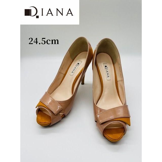 DIANA - 【DIANA】オープントゥパンプス エナメルスエード 24.5cmの ...