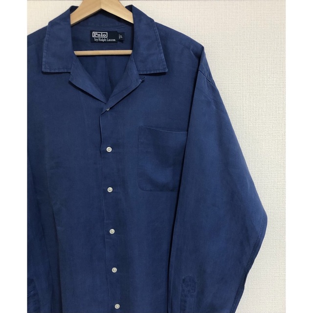 激レア 長袖☆ 90s ポロ ラルフローレン オープンカラー 開襟 シャツ
