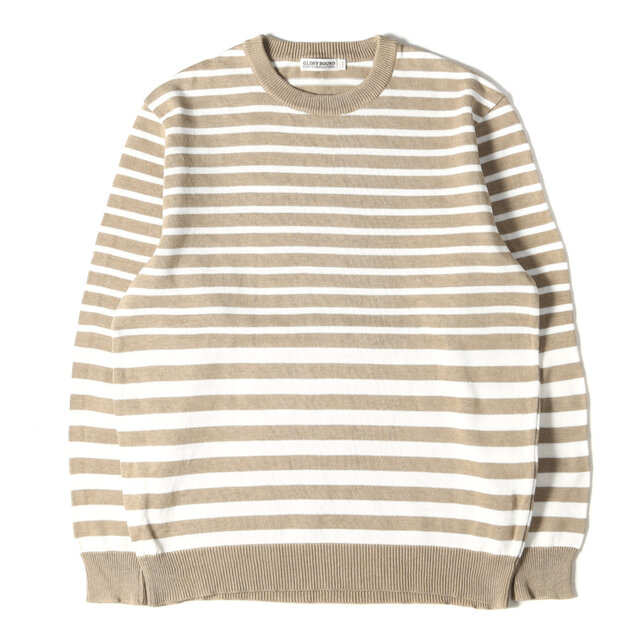 トップスCOOTIE クーティー ニット ボーダー コットンニット セーター Progressive Border Knit Sweater 17SS ベージュ L トップス 長袖 クルーネック【メンズ】【美品】