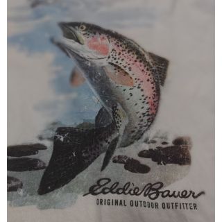 エディーバウアー(Eddie Bauer)のEddie Bauer　patagonia　Tシャツ　Ｌ　トラウト　白(Tシャツ/カットソー(半袖/袖なし))