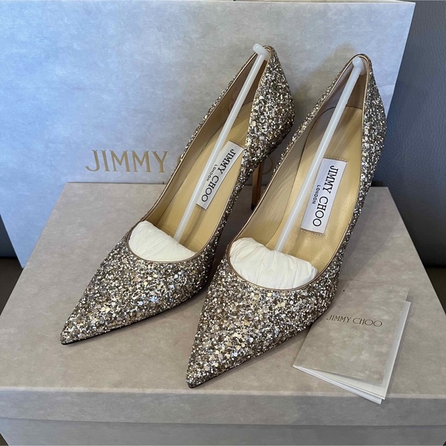 ヒール高さ71〜10cm極美品JIMMY CHOO ゴールドパンプス ブライダル