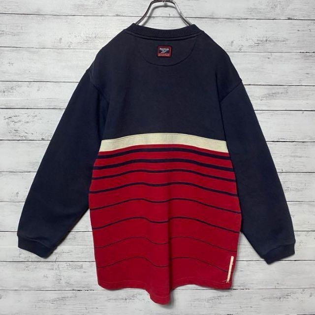 90s リーボック 刺繍ワンポイントロゴ ボーダー スウェット
