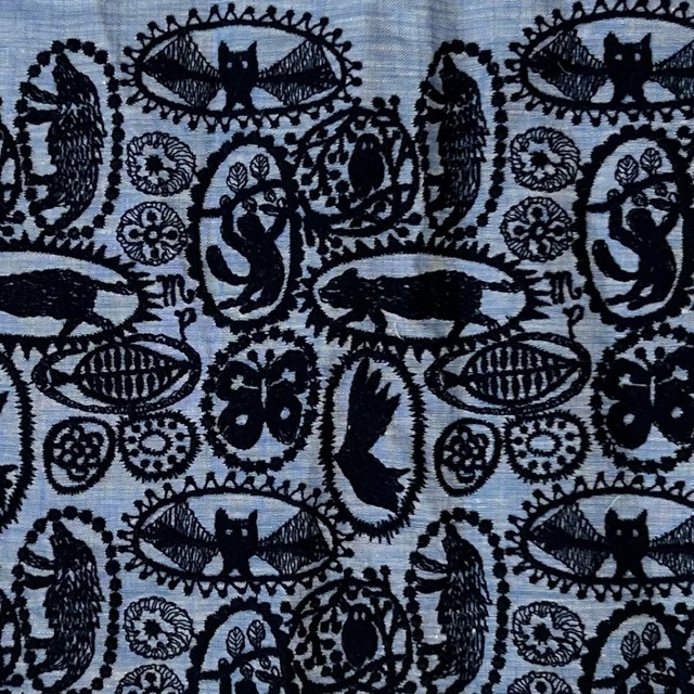 mina perhonen(ミナペルホネン)のミナペルホネン　jungle relief ブルー　ハギレ ハンドメイドの素材/材料(生地/糸)の商品写真