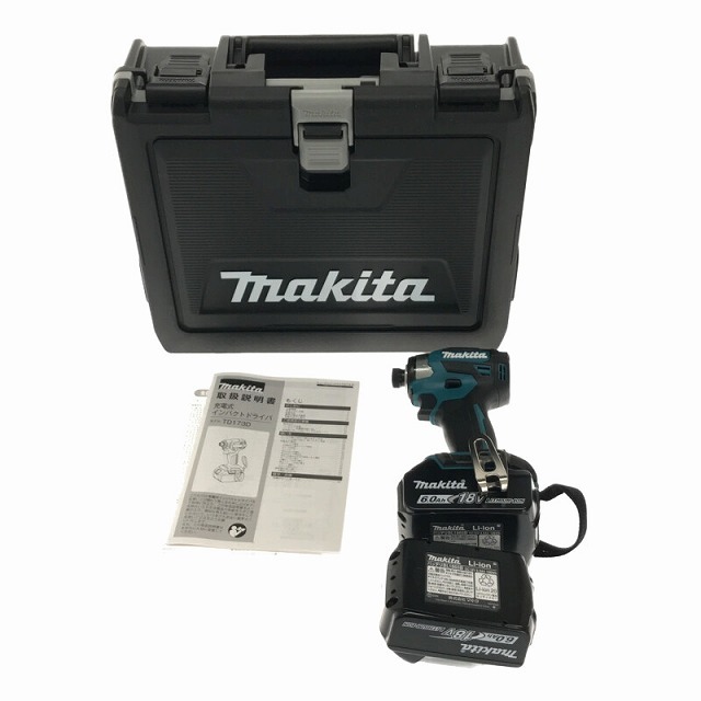 Makita(マキタ)の☆未使用 最新型☆makita マキタ 18V 充電式インパクトドライバ TD173DX 青/ブルー バッテリー2個(18V 6.0Ah) ケース付 68788 自動車/バイクのバイク(工具)の商品写真