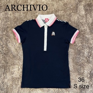 ARCHIVIO アルチビオ 半袖 ポロシャツ 36 S ネイビー スパンコール