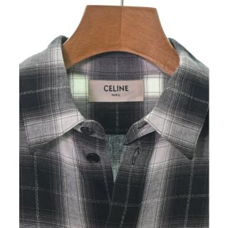 CELINE セリーヌ カジュアルシャツ 42(XL位) 白x黒xグレー(総柄)