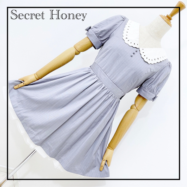 «Secret Honey» 襟付き ワンピース ブルー サックス アンクルージ | フリマアプリ ラクマ