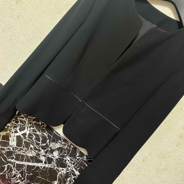 セレモニースーツ ノーカラージャケット＆ワンピースセット 喪服 レディースのフォーマル/ドレス(礼服/喪服)の商品写真