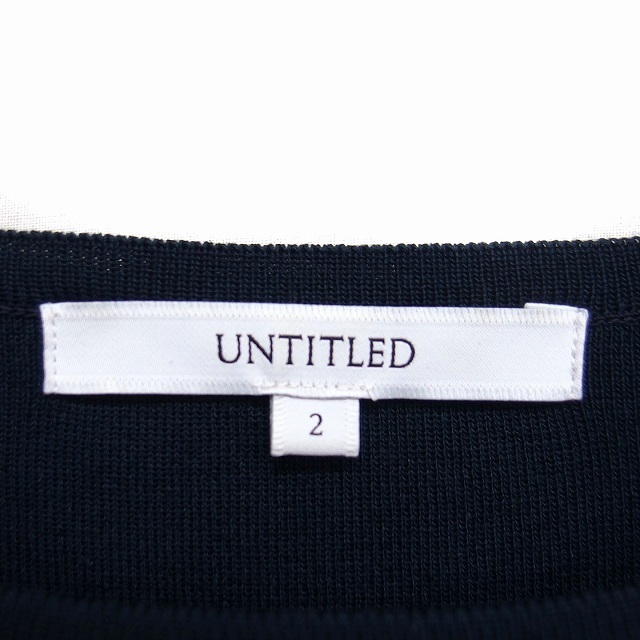 UNTITLED(アンタイトル)のアンタイトル UNTITLED 袖レース ニット カットソー 長袖 丸首 2 紺 レディースのトップス(カットソー(長袖/七分))の商品写真