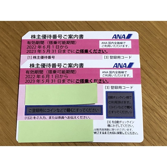 ANA(全日本空輸)(エーエヌエー(ゼンニッポンクウユ))のANAグループの株主優待券2枚 チケットの優待券/割引券(その他)の商品写真