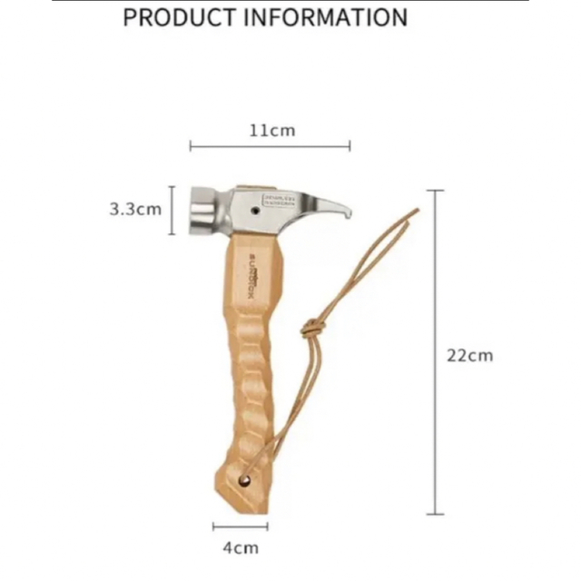 ペグハンマー  ハンマー　ステンレス　コンパクト　名栗加工　テント　タープ　設営 スポーツ/アウトドアのアウトドア(テント/タープ)の商品写真