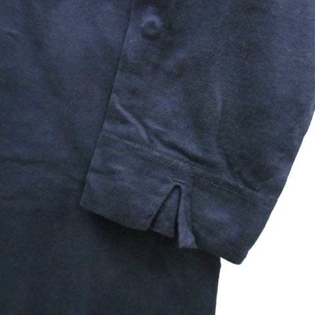 MONSIEUR NICOLE(ムッシュニコル)のムッシュニコル ヘンリーネック Tシャツ レザー部分使い 七分袖 ネイビー 46 メンズのトップス(その他)の商品写真