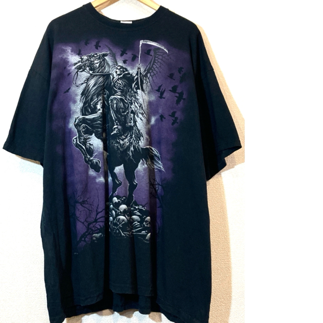 LIQUID BLUE★Tシャツ★スカル★馬★USA★リキッドブルー★黒紫2XL