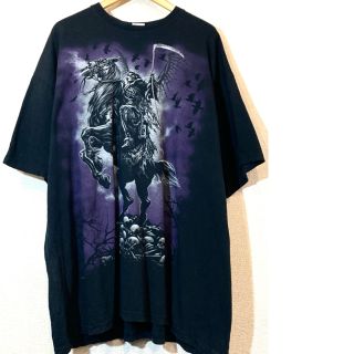 LIQUID BLUE★Tシャツ★スカル★馬★USA★リキッドブルー★黒紫2XL(Tシャツ/カットソー(半袖/袖なし))