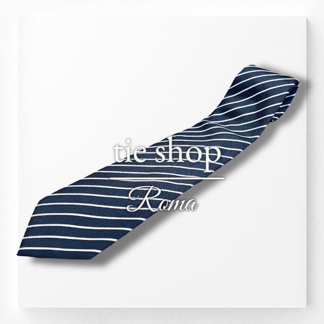 【tie shop】ネクタイ ネイビー ストライプ 良品 シルク イタリア製