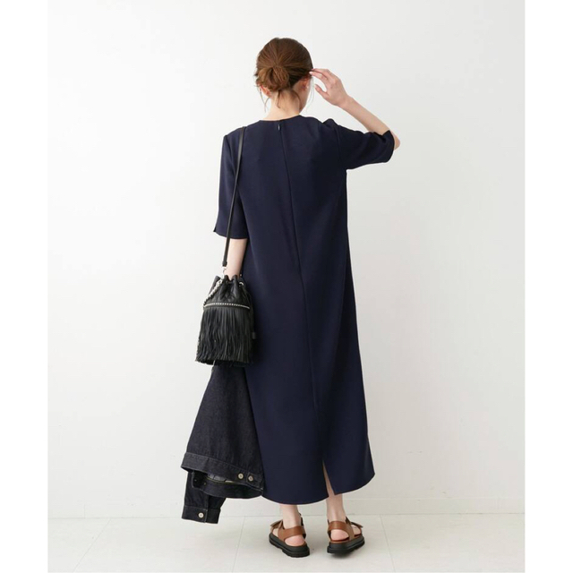 IENA(イエナ)の新品 IENA &NAVY デザインジョーゼットワンピース 36 レディースのワンピース(ロングワンピース/マキシワンピース)の商品写真